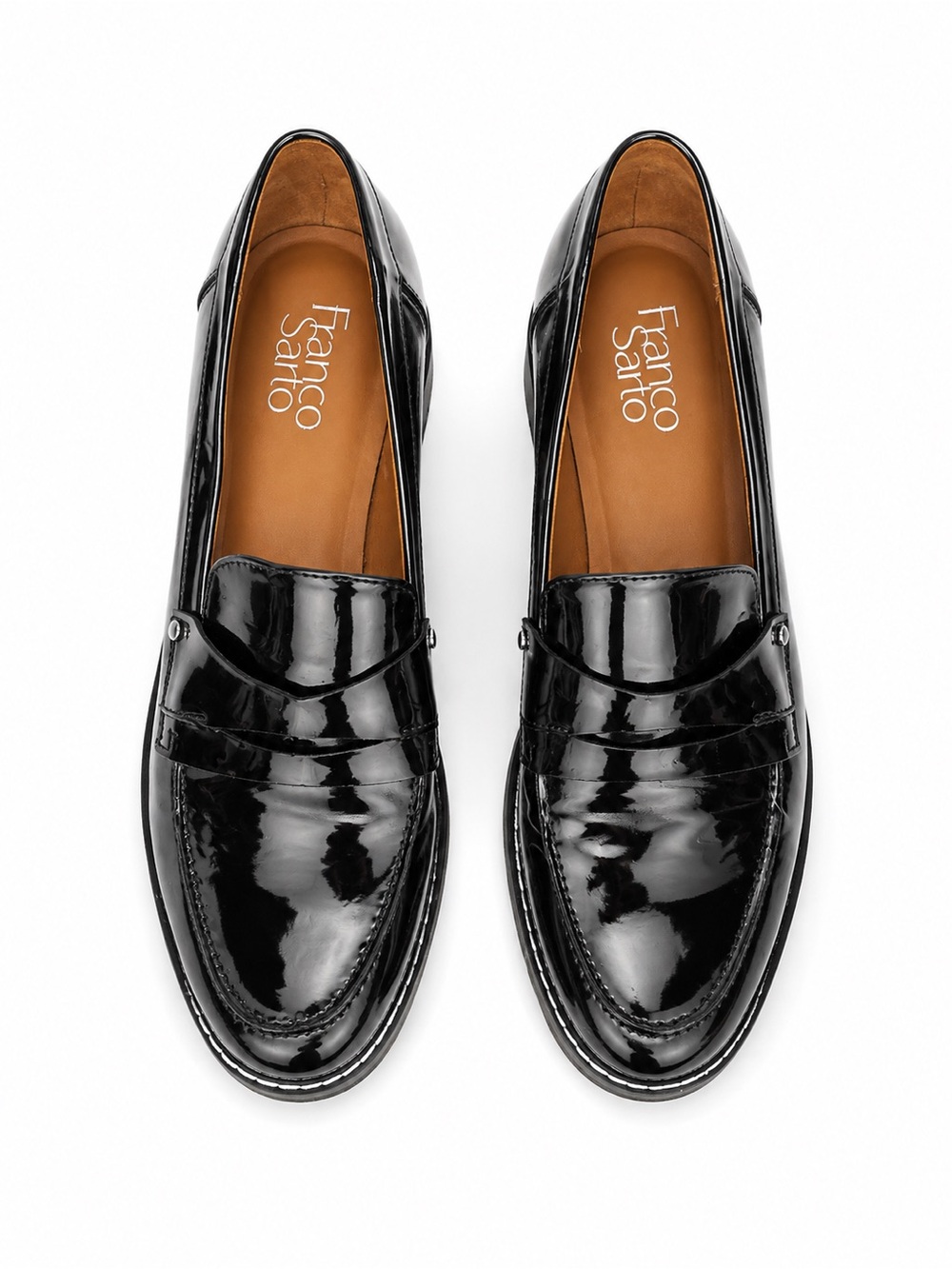 Franco Sarto Cassandra Black Patent Lug Sole Penny Loafers Women 9M Platform